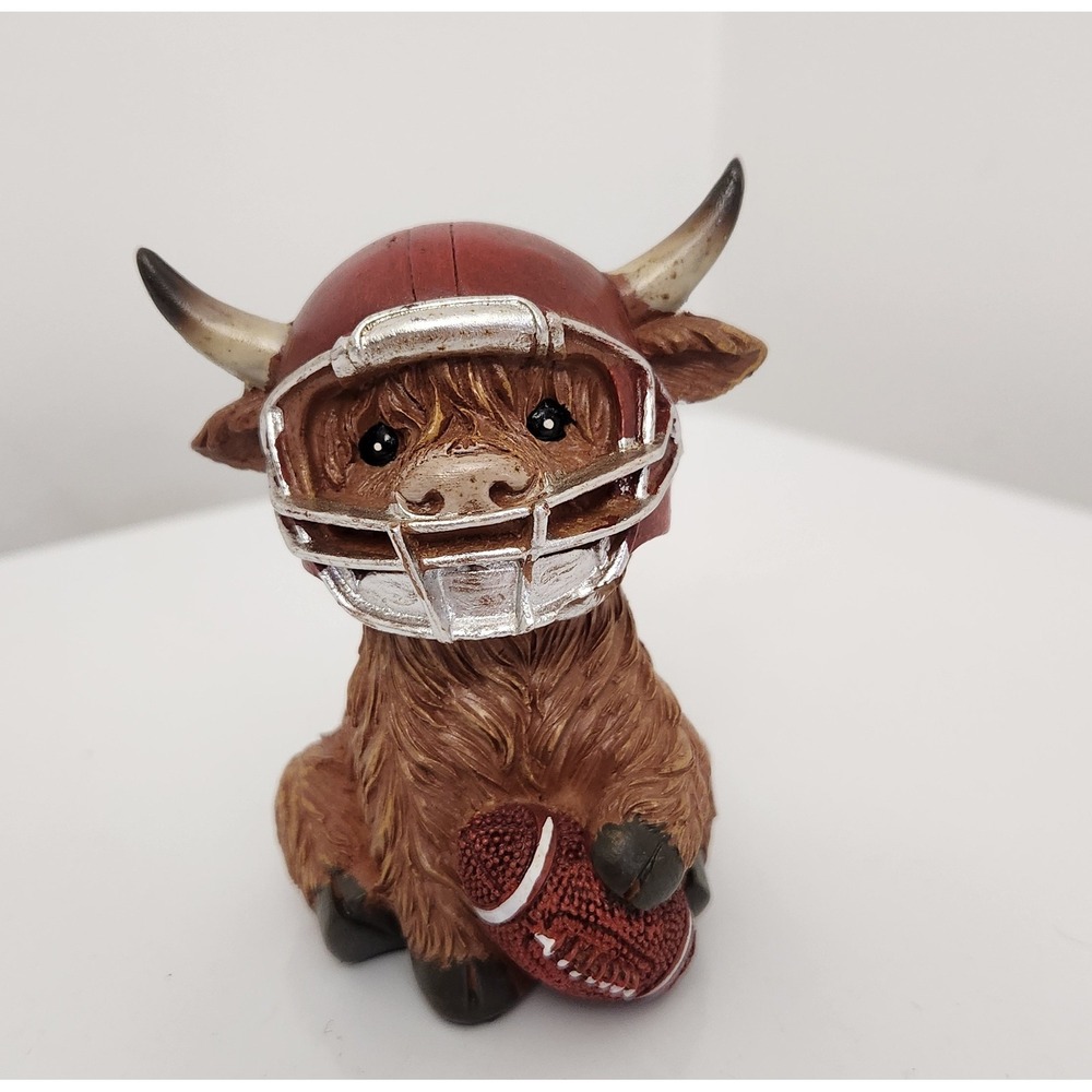 Highland Cow‎ Football Figurine Statue Sports Decor 4 Inch